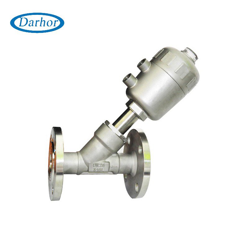 Angle seat valve with stainless steel actuator